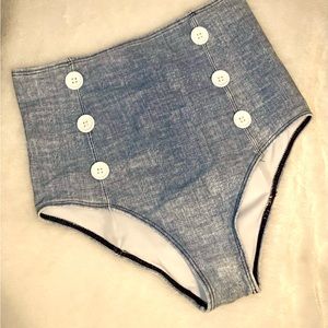 High Waisted Button Detail Bikini Bottoms